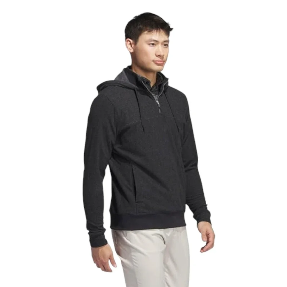 Adidas Go-To Z Golf 1/4 Zip Black Hoodie Sweatshirt Men's Size Small - II7845